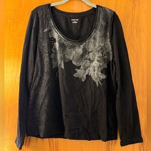 St. John's Bay Black Floral Long Sleeve